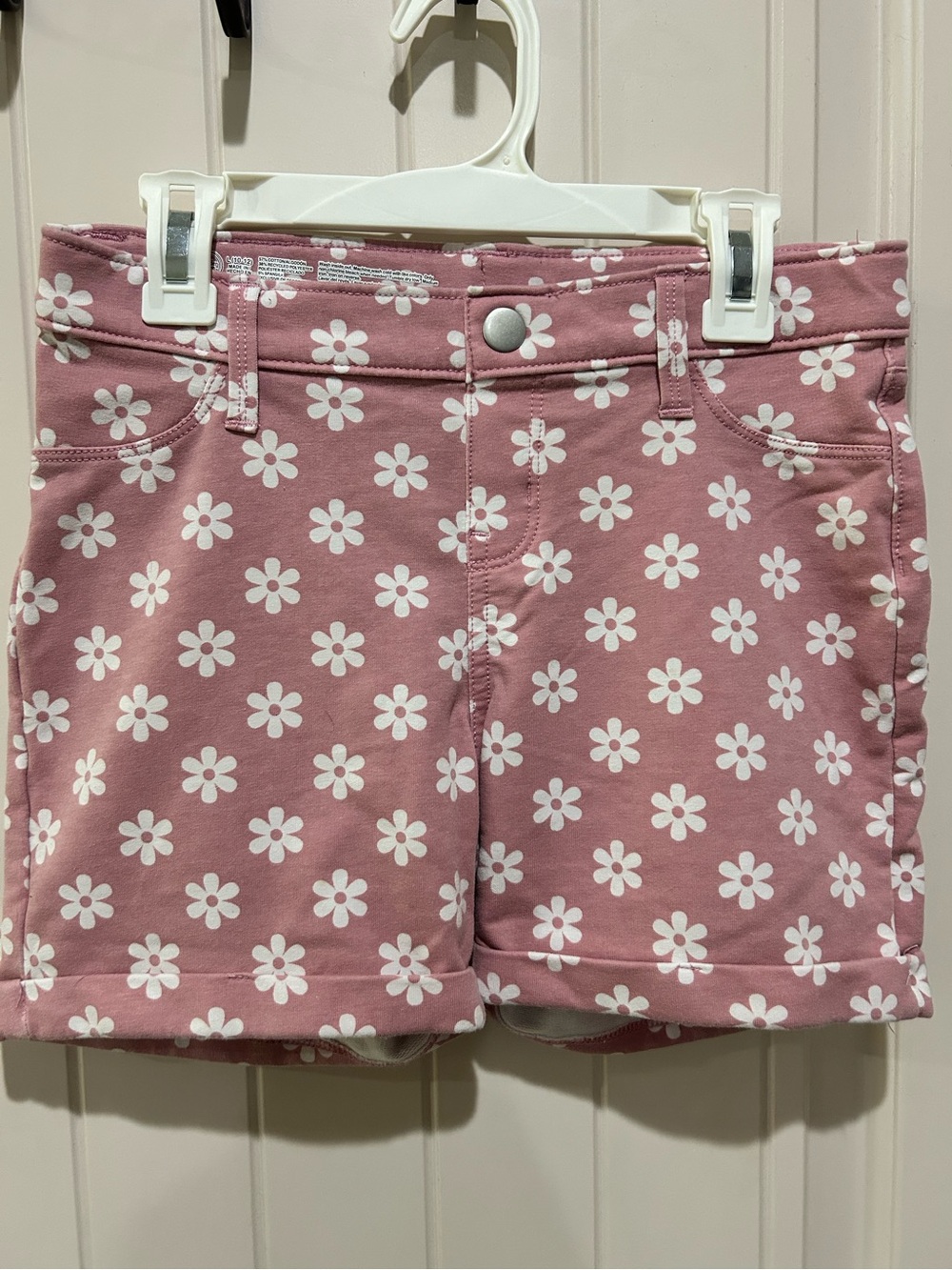 Pink Daisy Print Girls' Shorts Size L 10/12